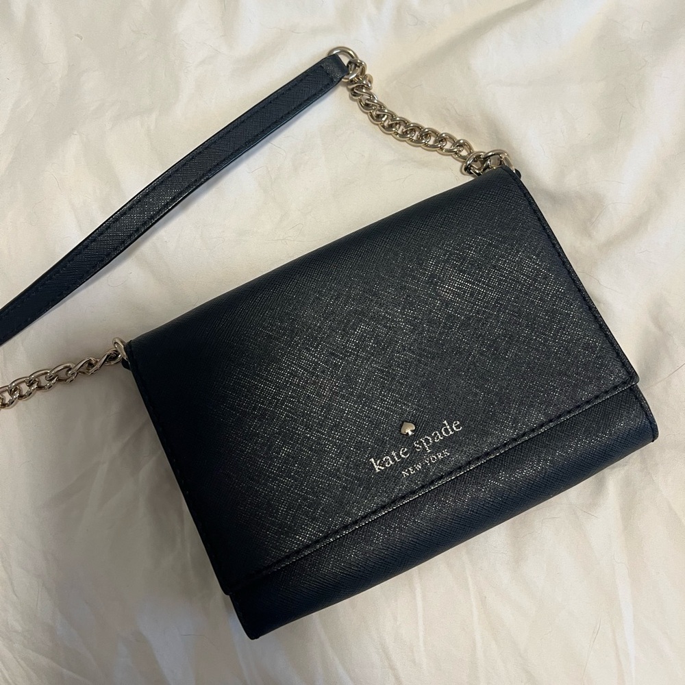 Kate Spade Navy Crossbody Bag with Gold Chain